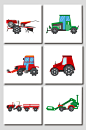 卡通扁平化手绘农业机械设备插画-众图网