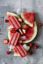 strawberry and watermelon popsicles