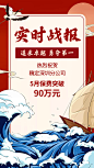 国潮风仙鹤喜报表彰手绘海报