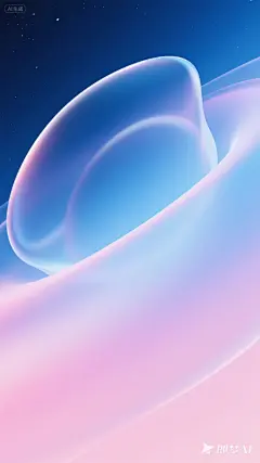 jimeng-2025-08-18-9648-磨砂玻璃质感的 3D 动态宇宙蓝粉渐变，壁纸，柔和细腻，获奖壁纸作品