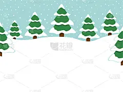 冬季背景以空白处为文字，白雪皑皑的森林景观。平面向量插图