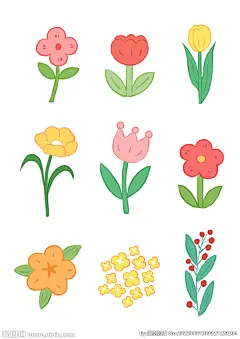 卡通春天花朵插画手账装饰图案