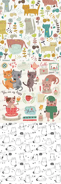 TB2jLZxj7OWBuNjSsppXXXPgpXa !!3029643159 - 森系可爱手绘猫咪插画家居抱枕墙贴纸装饰挂画矢量ai设计图案素材