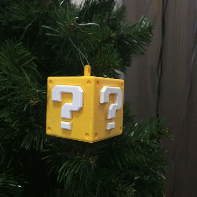 3D打印的宝箱圣诞树挂件，节日快到啦。模...