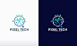 Pixel technology logo designs concept vector, Network Internet logo symbol