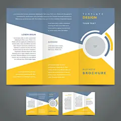 蓝色黄色三折页宣传册模板下载(图片编号:)-折页传单