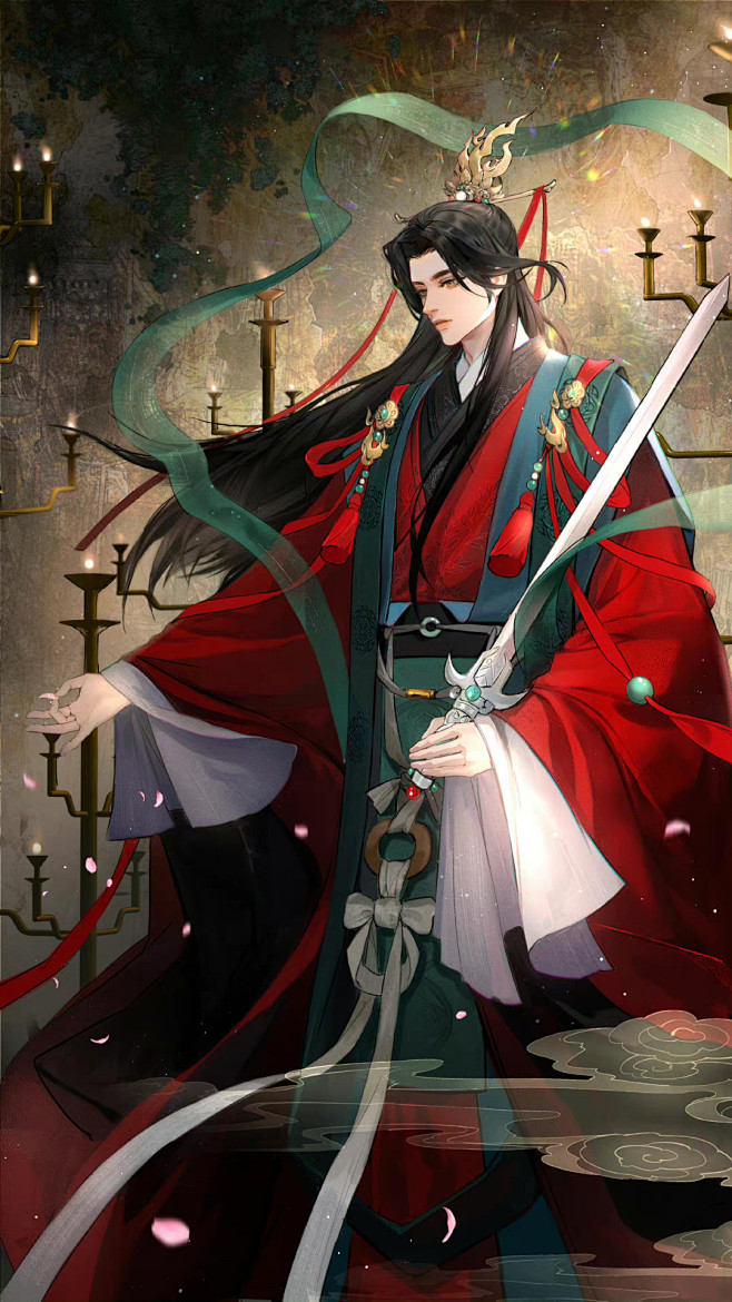 《天官赐福》谢怜 太子悦神 古风美男手绘 耽美小说同人插画 TV动画