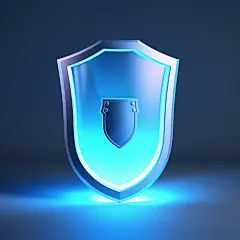 蓝色简约半透明盾牌素材图AI图