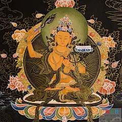 臧巴拉唐卡 文殊菩萨手绘唐卡