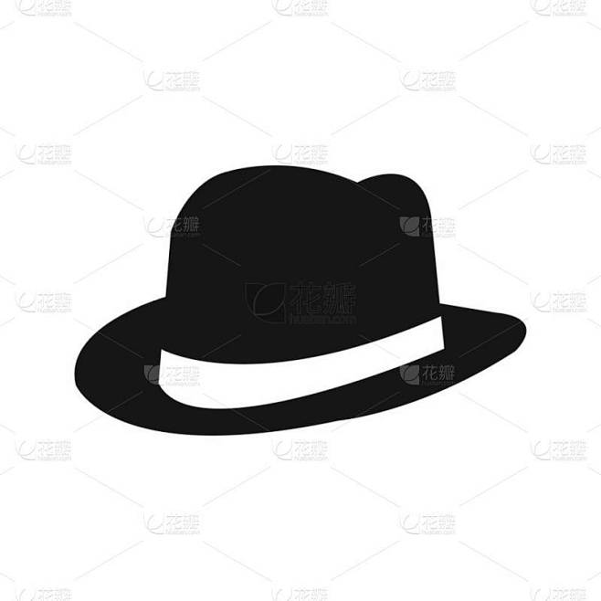 Fedora Hat的图标，绅士的帽子隔离在白色。B.病媒