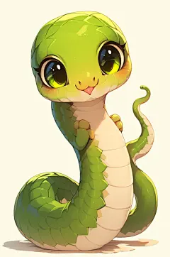 AI数字艺术蛇年可爱小青蛇插画