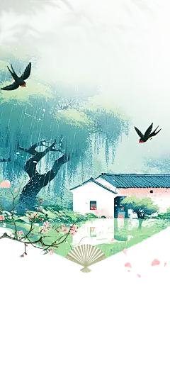 清明节餐饮美食节日祝福软营销极简中式插画全屏竖版海报AIGC