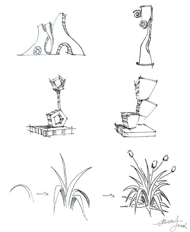 20种植物的手绘速写技法_素描风景