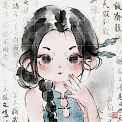 Q版水墨头像｜国风旗袍少女_1_雨路_来自小红书网页版
