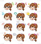 Collection of girl's face icons. Various facial ex