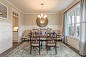 Inspiration for a coastal dark wood floor dining room remodel in Richmond with beige walls