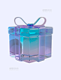 c4d酸性蓝紫色渐变礼物盒