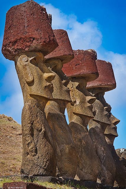 Moai statues on East...