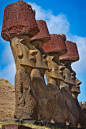 Moai statues on Easter Island, Chile (by Phil Marion). #世界古文明遗迹