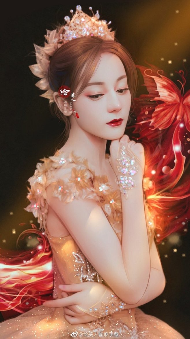 迪丽热巴手绘明星图微博绘美人睿麻手绘禁止盗图二改转载注明出处