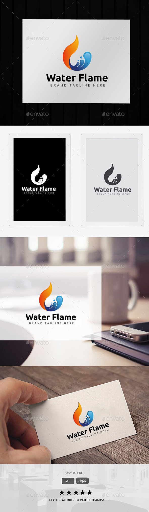 水火焰——符号标志模板Water Fla...