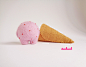 "Scoopsie Strawberry", ice cream scoop Art Toy : SCOOPSIES collection. Scoopsies are Art Toys inspired by ice cream scoops Each character has a different flavor and personality. Needle felted and one of a kind Art Toy.