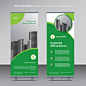 Business roll up design template with city background