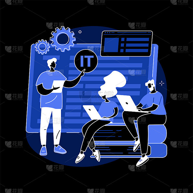 信息技术课程抽象概念矢量插图。