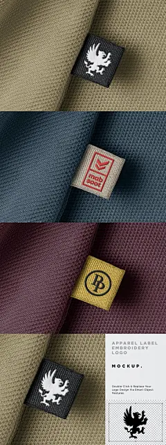 织标刺绣标志品牌Logo样机 (PSD)-花瓣网