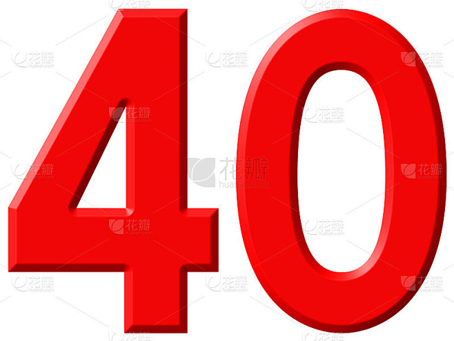 数字40,40，白色背景，3d渲染