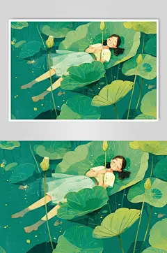 AI数字艺术绿色龙年端午节插画-众图网