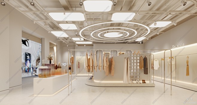 现代服装店设计效果图欣赏_【知末效果图】