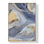 轻奢玄关装饰画蓝色挂画 走廊竖版现代北欧手绘抽象玄幻油画定制