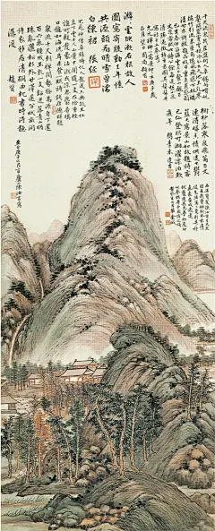 金城 仿陈汝言山水图 纸本立轴 115×47cm 1923年 天津艺术博物馆藏