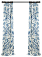 Indonesian Blue Printed Cotton Twill Curtain contemporary-curtains