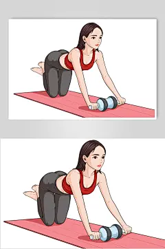 手绘风运动女生健身人物插画