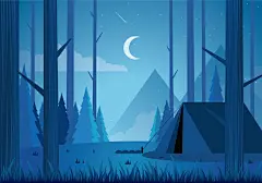 12款扁平化渐变风景自然风光游戏场景森林山川户外露营矢量AI设计素材-爱设计爱分享c