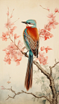 中国风花鸟画插画素材分享 - 小红书