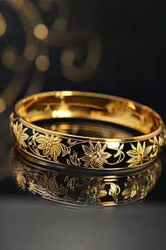 高端雕花黄金手镯