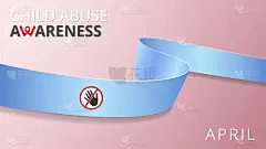 Realistic blue ribbon. Awareness child abuse preve