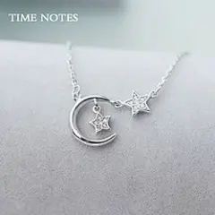 银项链女925银锁骨链星星银饰品韩国首饰五角星月亮可爱生日礼品