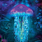 252_Luminescent Jellyfish artwork #jellyfish #artwork #blue #t-shirts #visionaryart #fantasyart #psychedelicdrawings