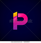 Letter P Modern glossy logo, Vector abstract origami, Digital, Technology, Media