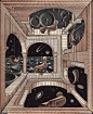 荷兰艺术家摩里茨·科奈里斯·埃舍尔 M.C.Escher （1898-1972）自称“图形艺术家”。他的许多版画都源于悖论、幻觉和双重意义。其作品最大的特点就是那些不可能同时在场者同时在场。他的作品像是被施了魔法，而Escher 就是那位魔法师。