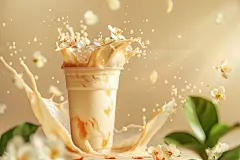 甜美的原味奶茶牛奶饮品摄影图片