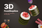 三维渲染卡通快餐零食图标素材 Food Supplies 3D Icons