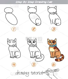 猫,可爱的,轮廓,书,图像,绘制,进展,休闲,发展,教育