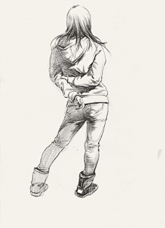 优秀作品 速写 单人速写 女青年 站姿,美术作品图库-美术宝图库幸福