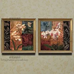 东南亚风格花卉挂画古典有框画客厅卧室餐厅装饰画手绘油画MK25