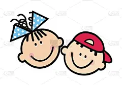 两个孩子，女孩和男孩，eps。